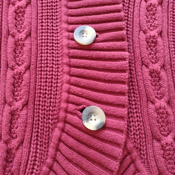 G.H. Bass Maroon Cable Knit Rounded Front Hem Cardigan Sz M - Picture 6 of 14